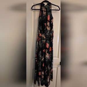 SHEIN Black Tropical Floral Maxi Dress